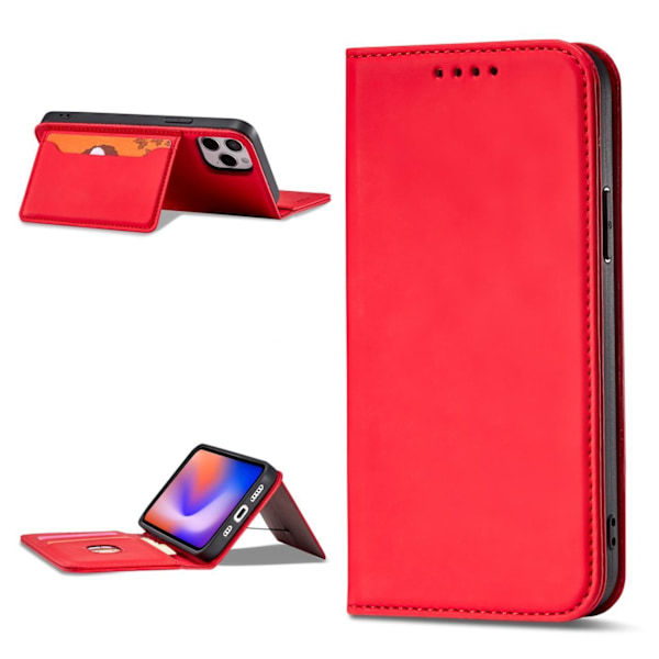 Magnet Card Case for iPhone 12 Pro Pouch Card Wallet Card Holder Red Red