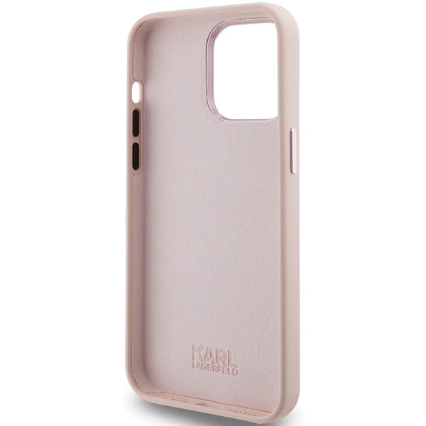 Karl Lagerfeld Silicone Choupette Metal Pin case for iPhone 15 Pro Max - pink Pink