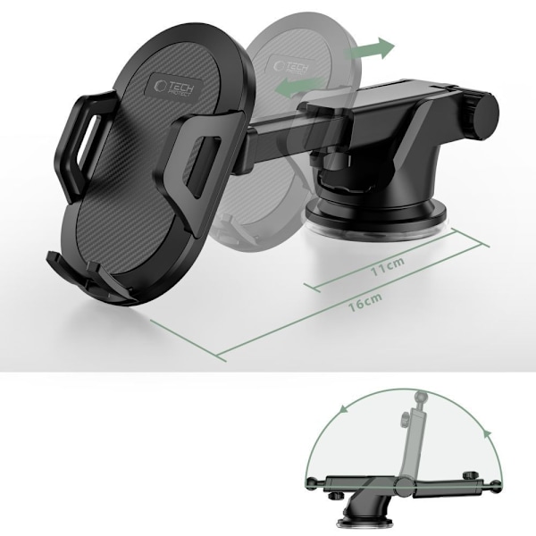 Tech-Protect V1 Car Phone Holder for Windshield/Cockpit - Black Black