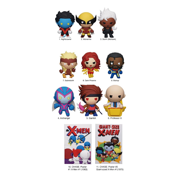 Marvel 3D PVC Bag Clips X-men Classic Series 2 Display (24) Multicolor