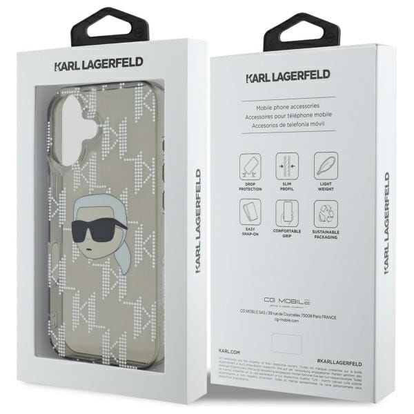 Karl Lagerfeld IML Karl Head Electroplated iPhone 16 Case - Black Black