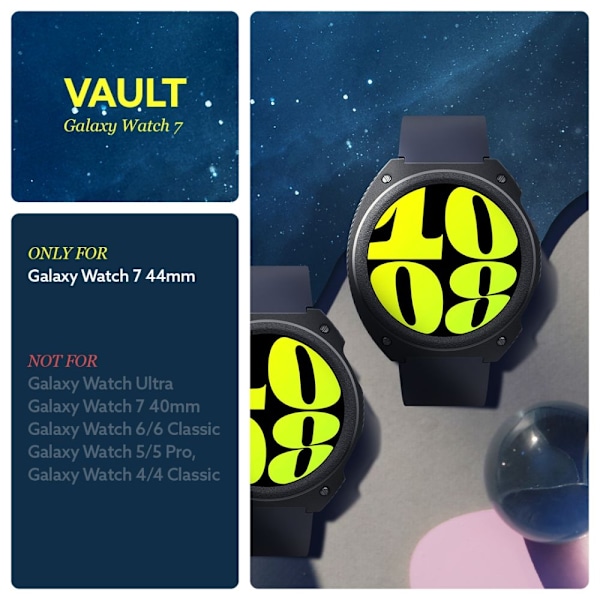 Caseology Vault Case for Samsung Galaxy Watch 7 (44mm) - Matte Black Czarny, P&#xF3;&#x142;przezroczysty