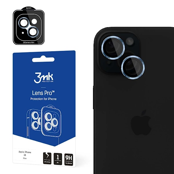 3mk Lens Protection Pro Camera Cover with Blue Frame for iPhone 15 DL