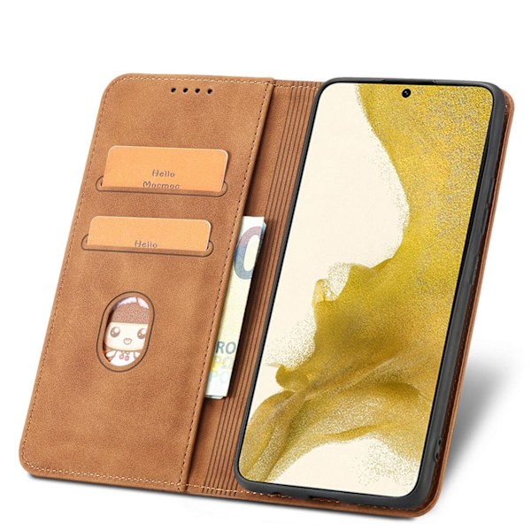 Magnet Fancy Case Case for Samsung Galaxy S22 + (S22 Plus) Pouch Wallet Card Holder Brown Brown