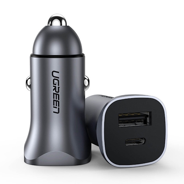 [RETURNED ITEM] Ugreen fast car charger USB-A / USB-C 30W PD PPS gray (CD130) Gray