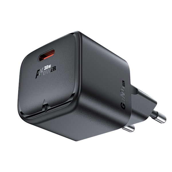 Acefast A77 Mini PD 30W GaN USB-C wall charger - black Black