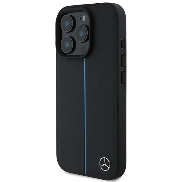 Mercedes MB Blue Line Leather MagSafe iPhone 16 Pro Case - Black Black