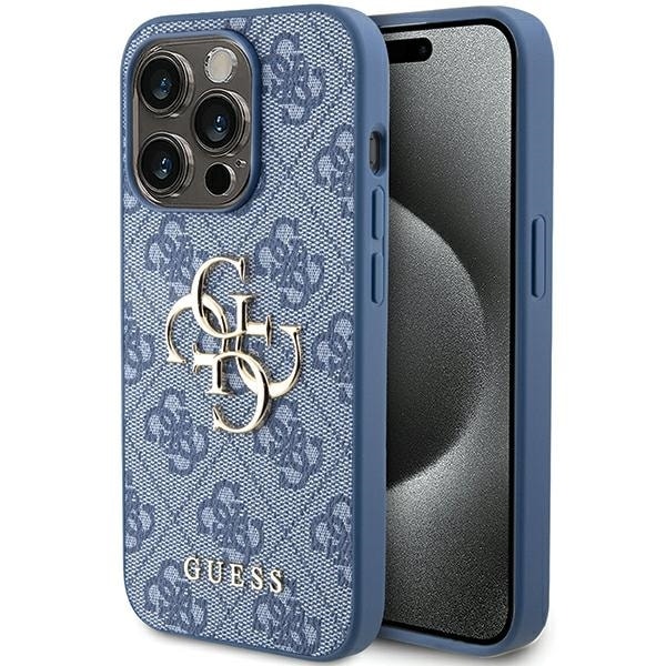 Guess 4G Big Metal Logo case for iPhone 15 Pro - blue Blue