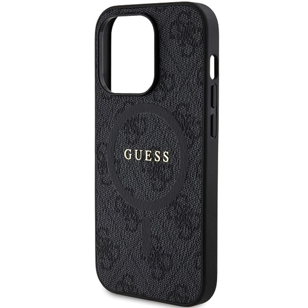 Guess 4G Collection Leather Metal Logo MagSafe Case for iPhone 15 Pro - Black Black