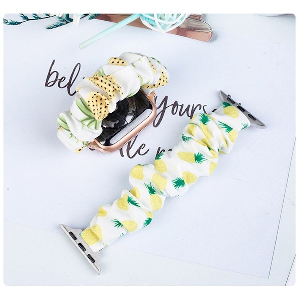 Cloth Watch 7 band 7/6/5/4/3/2 / SE (45/44 / 42mm) strap bracelet bracelet with elastic pineapple White