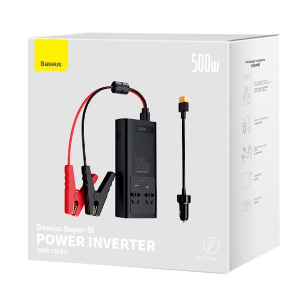 Baseus car power inverter 150W 12V / 500W 220V (EU and CN plug) black (CGNB000101) Black