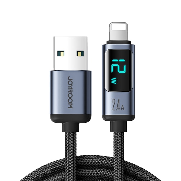 Joyroom Prism Series A16 Lightning / USB-A Cable 2.4A 1.2m with LED Display - Black Black