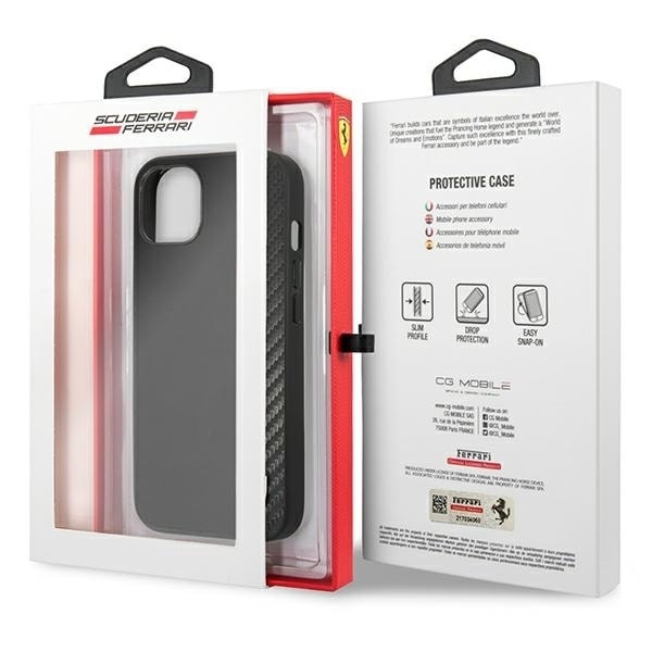 Ferrari FESAXHCP13SBK iPhone 13 mini 5.4&quot; black/black hardcase On Track Carbon Stripe Black