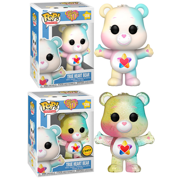 Pack 6 POP figures Care Bears 40th Anniversary True Heart Bear 5 + 1 Chase multifärg