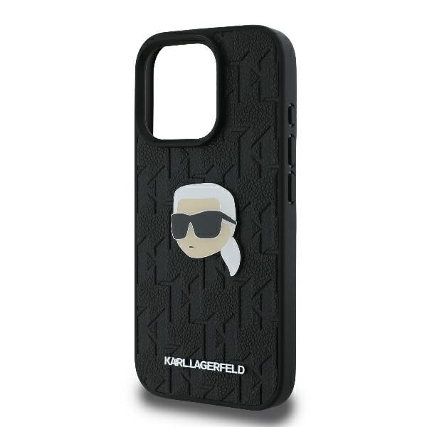 Karl Lagerfeld Monogram Karl Head Pin iPhone 16 Pro Max Case - Black Black