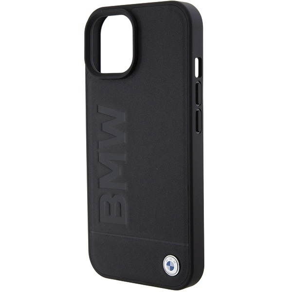 BMW Leather Hot Stamp case for iPhone 15 - black Black