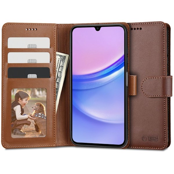 Tech-Protect Wallet Case for Samsung Galaxy A15 4G / 5G - Brown Brown