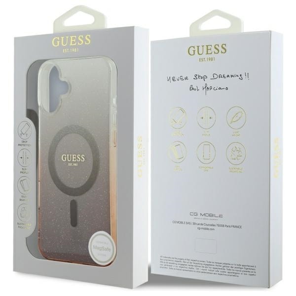 Guess IML Glitter Gradient MagSafe iPhone 16 Case - Brown Brown