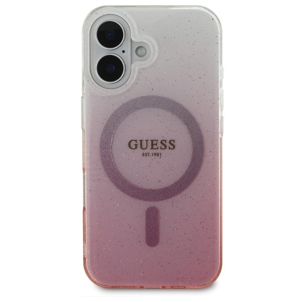 Guess IML Glitter Gradient MagSafe iPhone 16 Case - Pink Pink