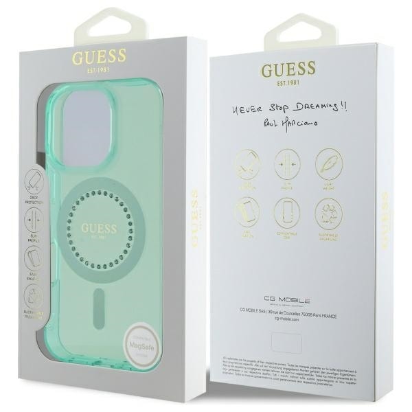 Guess IML Rhinestones MagSafe iPhone 16 Pro Max Case - Green Green