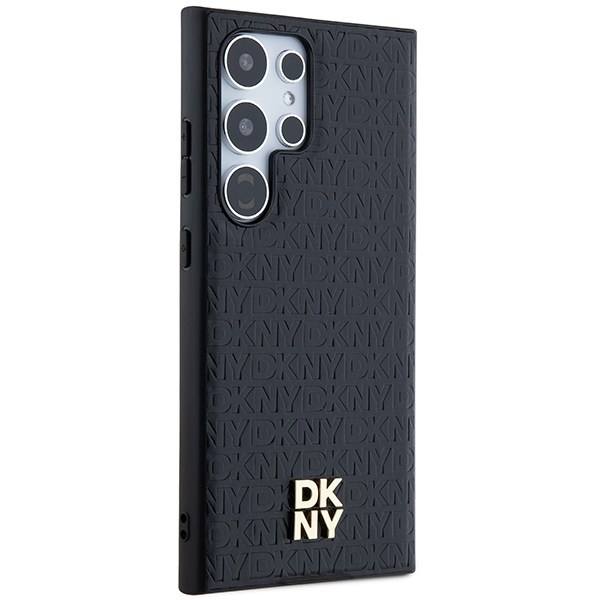 DKNY Leather Pattern Metal Logo MagSafe case for Samsung Galaxy S24 Ultra - black Black