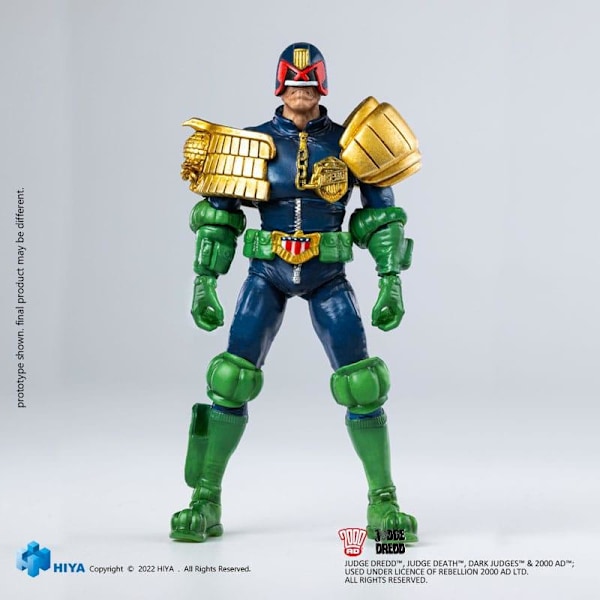 2000 AD Exquisite Mini Action Figure 1/18 Judge Dredd Gaze Into The Fist of Dredd 10 cm multifärg