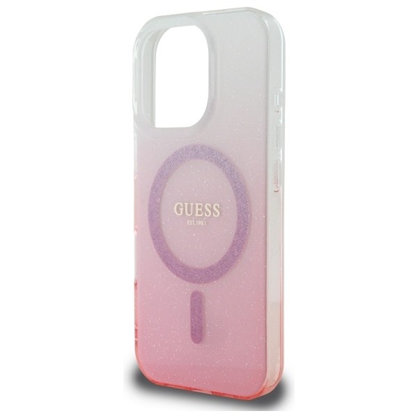 Guess IML Glitter Gradient MagSafe Case for iPhone 16 Pro - Pink Pink