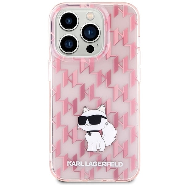 Karl Lagerfeld Monogram Choupette case for iPhone 15 Pro Max - pink Pink