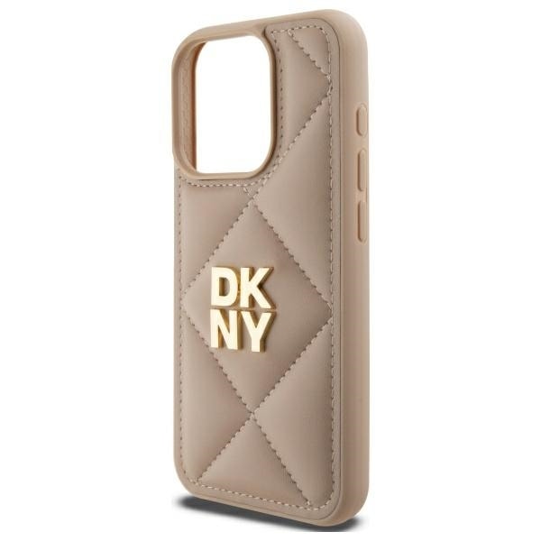 DKNY Quilted Stack Logo iPhone 15 Pro Max Case - Beige Beige