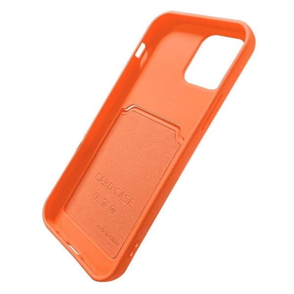 Card Case Silicone Wallet with Card Slot Documents for iPhone 11 Pro Orange Red