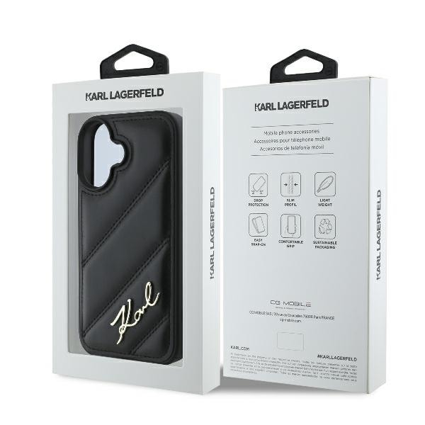 Karl Lagerfeld Quilted Signature iPhone 16 Case - Black Black