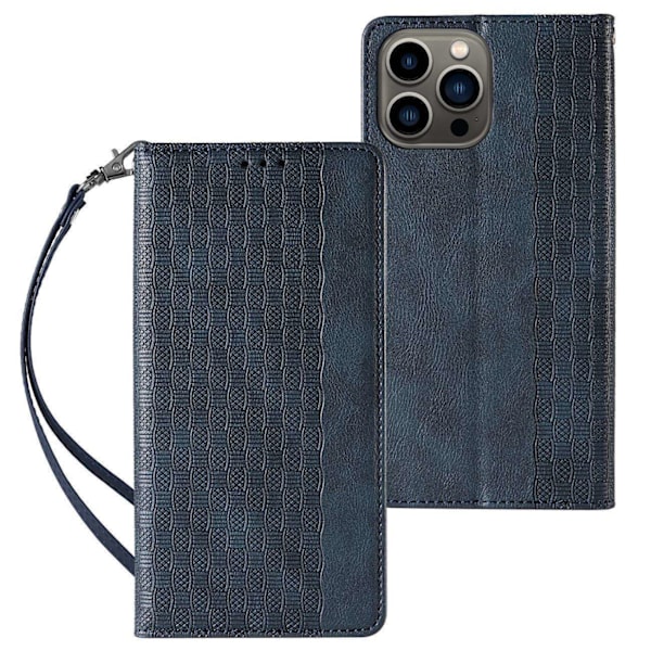 Magnet Strap Case Case for Samsung Galaxy S23 Ultra Flip Wallet Mini Lanyard Stand Blue Blue