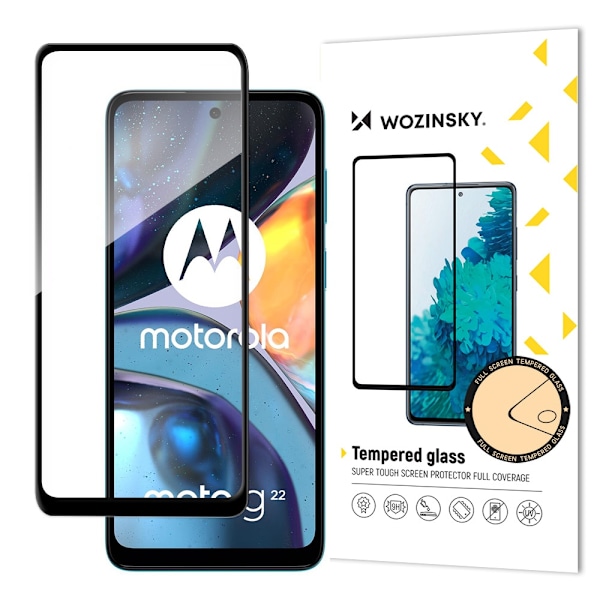 Wozinsky Super Durable Full Glue Tempered Glass Full Screen With Frame Case Friendly Motorola Moto G22 Black Black