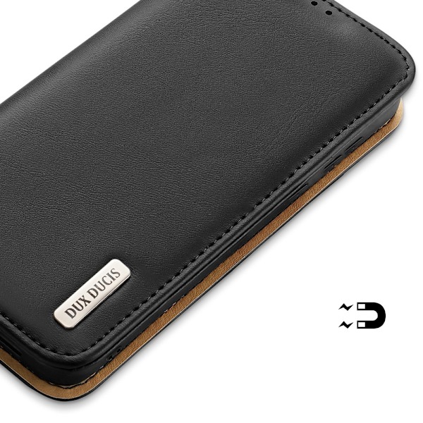 Dux Ducis Hivo Leather Flip Cover Genuine Leather Wallet For Cards And Documents Samsung Galaxy S22 + (S22 Plus) Black Black