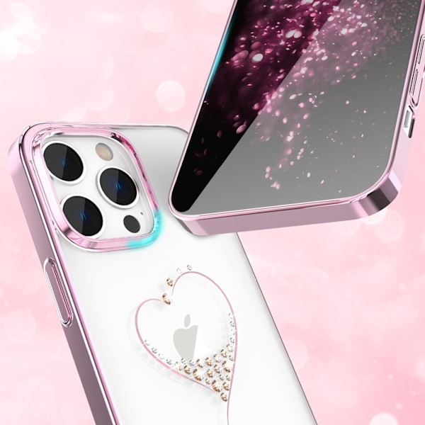 Silicone case with Swarovski Kingxbar Wish Series crystals for iPhone 14 Pro Max - pink Pink