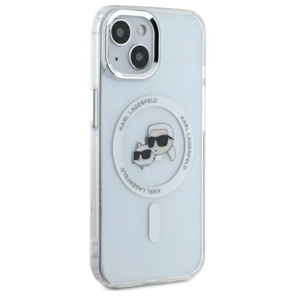 Karl Lagerfeld IML Metal Karl&amp;Choupette Head MagSafe iPhone 14 Case - White White