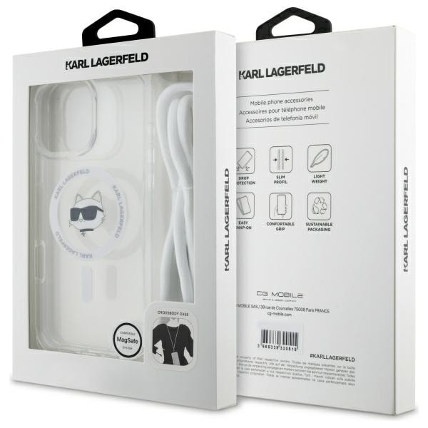 Karl Lagerfeld IML Choupette Head &amp; Cord Magsafe Case for iPhone 16 Pro Max - Clear Transparent