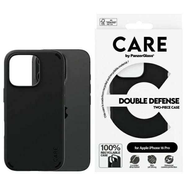 CARE by PanzerGlass Feature Double Defense Case for iPhone 16 Pro - Black Black