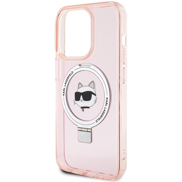 Karl Lagerfeld KLHMP15LHMRSCHP iPhone 15 Pro 6.1&quot; pink/pink hardcase Ring Stand Choupette Head MagSafe Pink