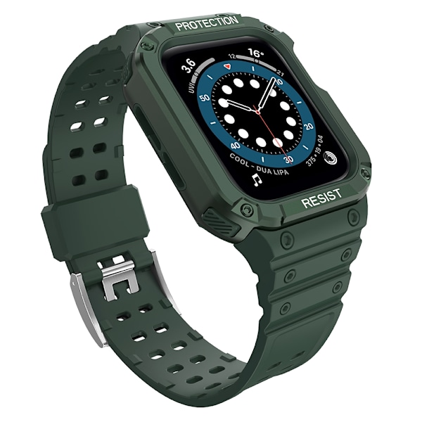 Protect Strap Band with Case for Apple Watch 7 / SE (45/44 / 42mm) Case Armored Watch Cover Green Green