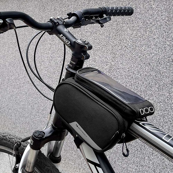 Wozinsky frame bike bag + detachable phone cover up to 6.5 "1.5l black (WBB7BK) Black