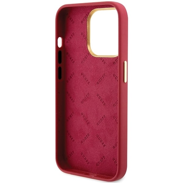 Guess Silicone Script Metal Logo & Frame case for iPhone 15 Pro - red Red