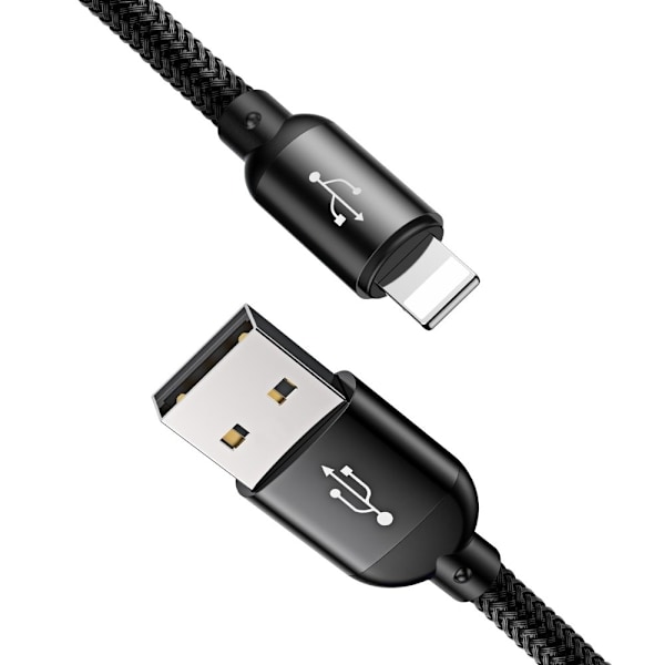 Baseus Three Primary Colors 3in1 USB-A - micro USB / Lightning / USB-C 3.5A cable 1.2 m - black