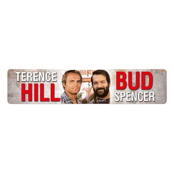 Bud Spencer & Terence Hill Tin Sign Autogramm 46 x 10 cm multifärg