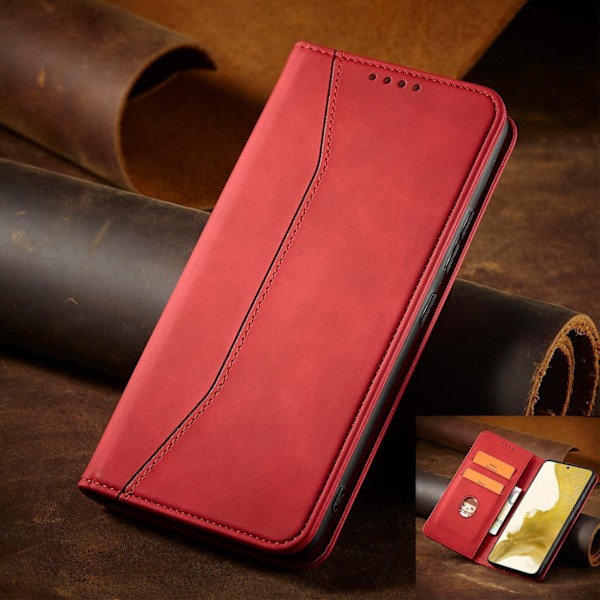 Magnet Fancy Case Case for Samsung Galaxy S22 + (S22 Plus) Pouch Wallet Card Holder Red Red