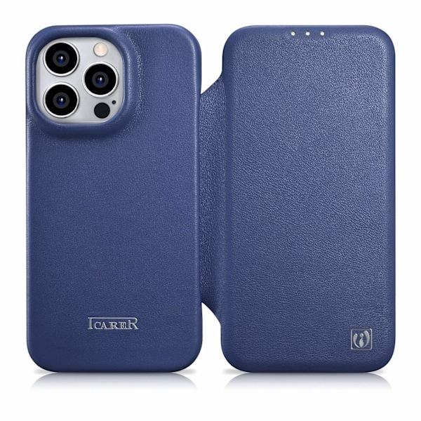 iCarer CE Premium Leather Folio Case iPhone 14 Pro Max Magnetic Flip Leather Folio Case MagSafe Blue (WMI14220716-BU) Blue