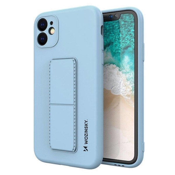 Wozinsky Kickstand Case silicone case with stand for iPhone 12 mini light blue Blue