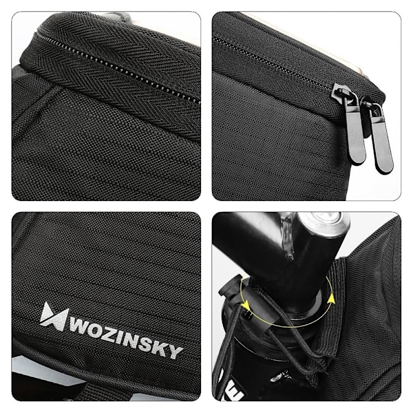 Wozinsky phone bag for bike frame on the frame phone cover for 6.5 inch 1.5L black (WBB2BK) Black