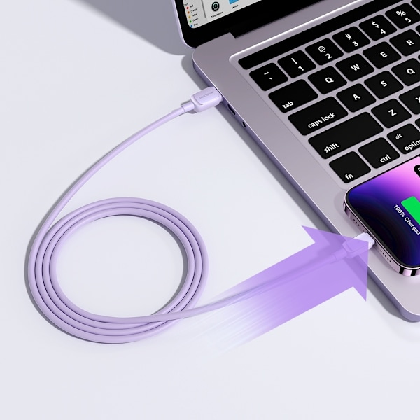 Joyroom Multi-Color Series A14 Lightning / USB-A 2.4A 1.2 m cable - purple Violet