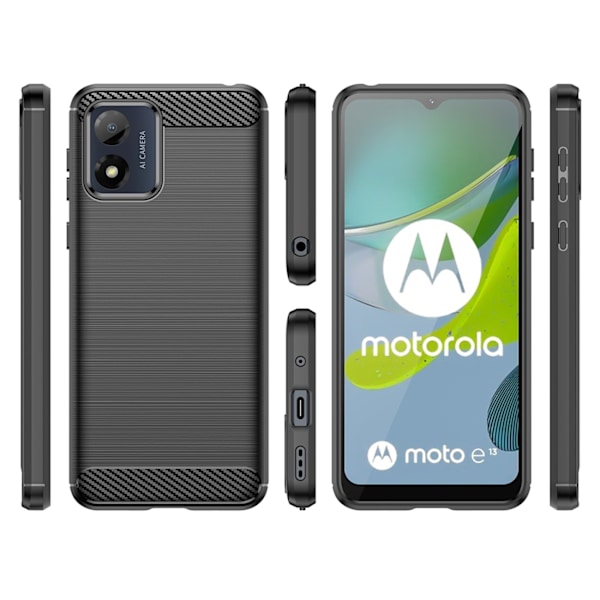 Carbon Case for Motorola Moto E13 flexible silicone carbon cover black Black